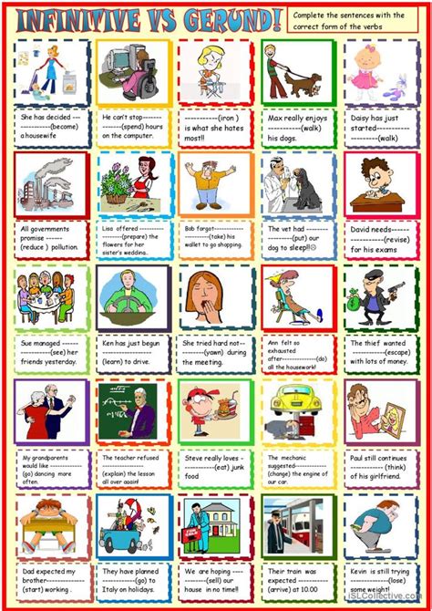 Infinitives Ve Gerunds Practice Gen English Esl Worksheets Pdf Doc