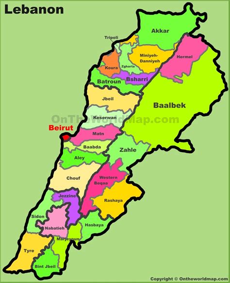 Administrative map of Lebanon