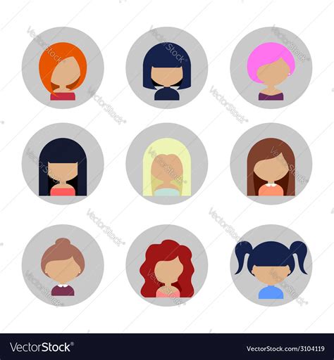 Set Of Women Faces Icons In Flat Design Royalty Free Vector