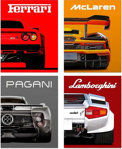 Amazon Modern Car Posters Classic Supercar Wall Art Prints 11 X14