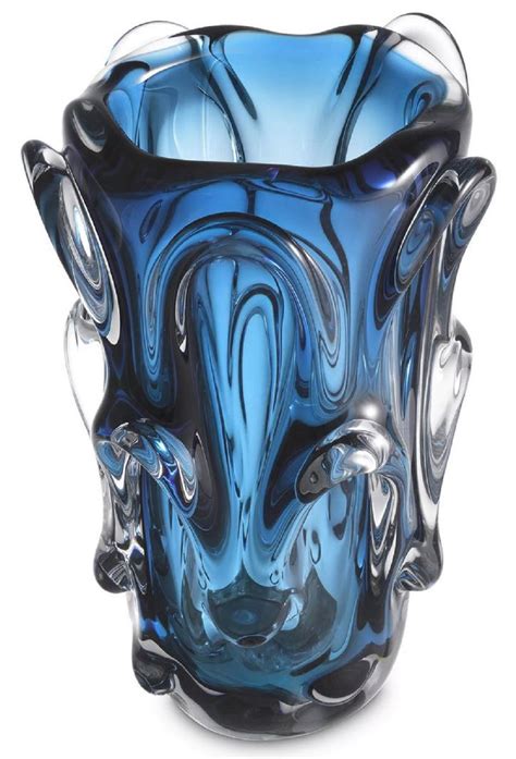 Casa Padrino vase en verre de luxe bleu Ø 20 x H 31 cm Vase fleuri