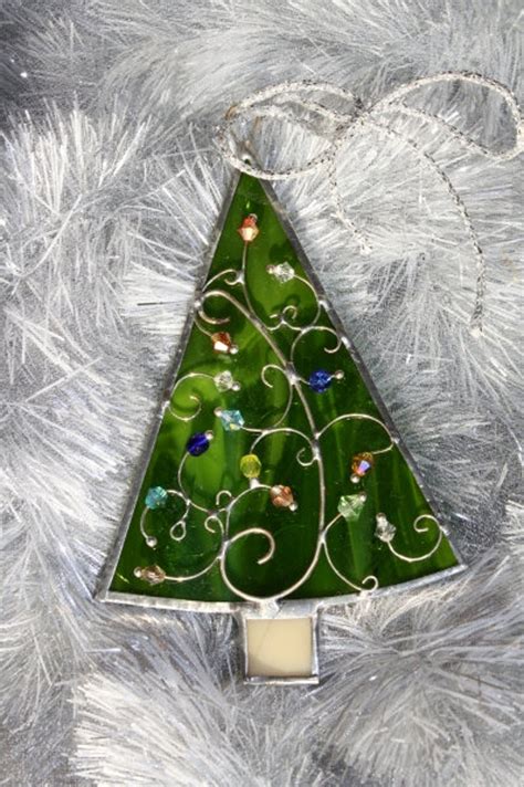 Stained Glass Christmas Tree Ornaments Etsy