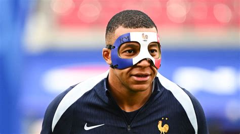 Kylian Mbappé France Captain Wears Tricolore Mask In Training After Breaking Nose At Euro 2024