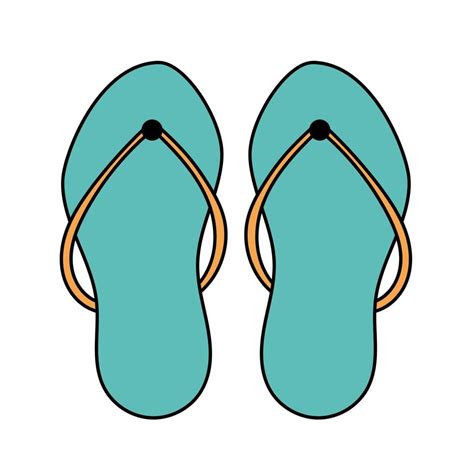 Doodle Beach Flip Flops Summer Shoes Simple Illustration Isolated On