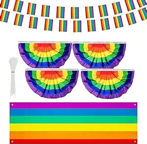 Amazon Pieces Gay Pride Party Decorations Rainbow Pride Bunting Flags X Ft Pride