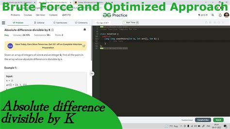 Absolute Difference Divisible By K GFG POTD Easy Explanation