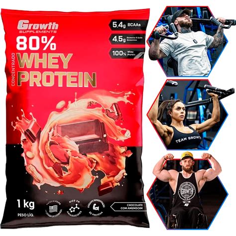 Whey Protein 80 Chocolate Com Amendoim Proteína Concentrado 1kg Growth