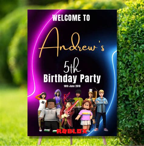 Printable Roblox Birthday Welcome Sign Customize Welcome Etsy