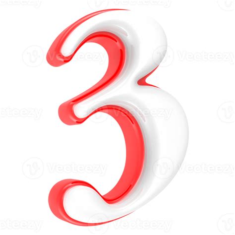 Red Number With White 3d Rendering Number 3 47393198 Png