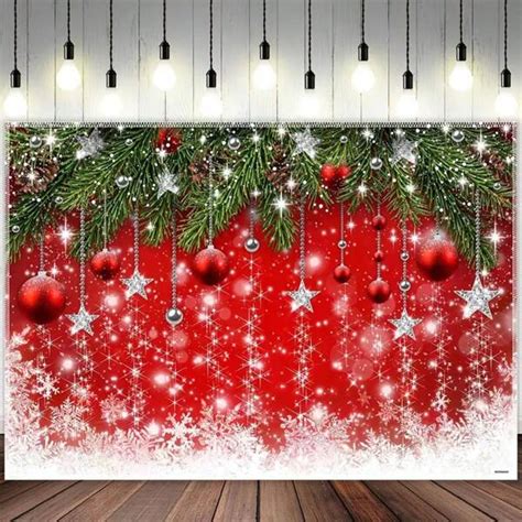 Pc Christmas Red Polyester Photography Backdrop Red Ball Theme New