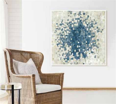 Quadro Decorativo Abstrato Azul Ladrilhos Moderno Lan Amento