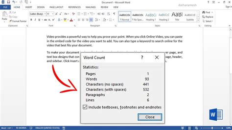 How To Check Word Count And Character Count In Ms Word Youtube