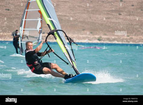 Man Windsurfing And Wind Stock Photo Alamy