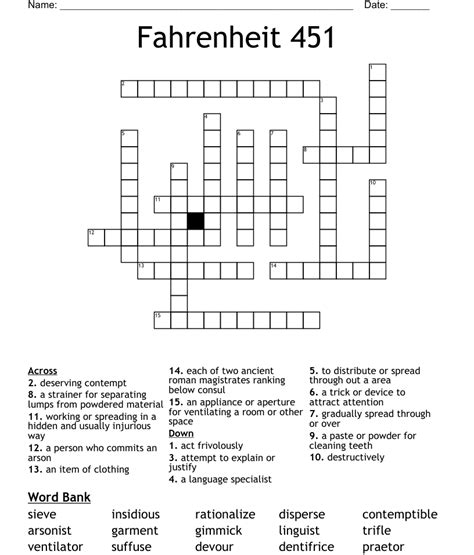 Fahrenheit 451 Crossword Wordmint