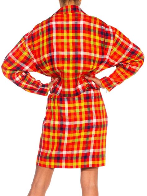 1990s Emanuel Ungaro Red And Yellow Silk Blend Plaid Clueless Skirt