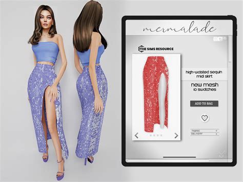 The Sims Resource High Waisted Sequin Midi Skirt Mc421