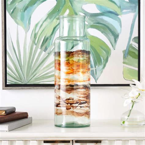 Litton Lane In Clear Abstract Recycled Glass Decorative Vase With