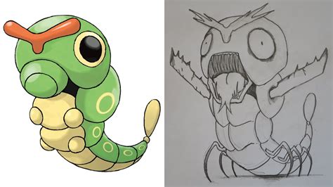 How To Draw Pokemon As Scary Monsters 11 Evil Caterpie Pencil