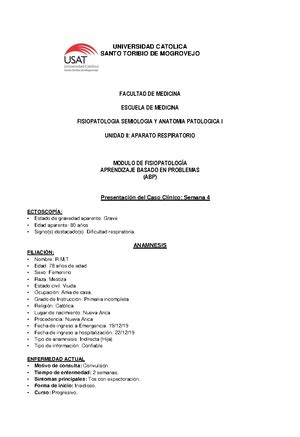 CASO Clínico ABP SEM1 caso abp FACULTAD DE CIENCIAS DE LA SALUD