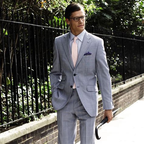 Light Blue Prince Of Wales Lightweight Summer Tailored Fit Suit