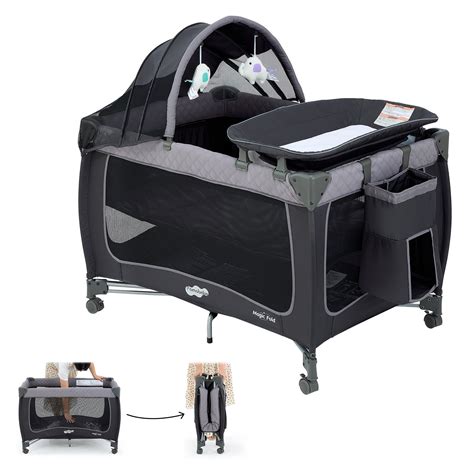 Pamo Babe Baby Playard Magic Fold Step Portable Playpen Changing Table For Newborn Four