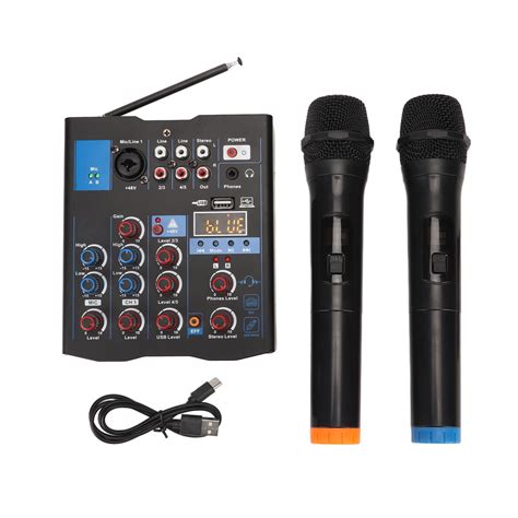 Dual Microphone Mixer 4 Channel Small Metal USB Bluetooth Mixing Board ...