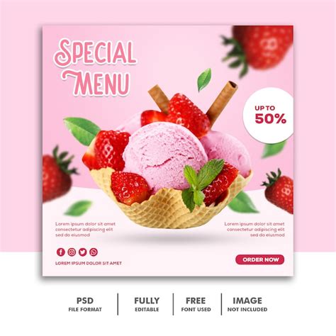 Premium Psd Ice Cream Social Media Post