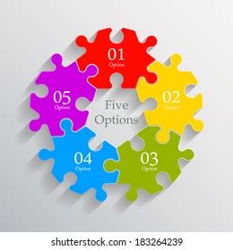 Five Piece Flat Puzzle Infographic Presentation Stock Vector Royalty