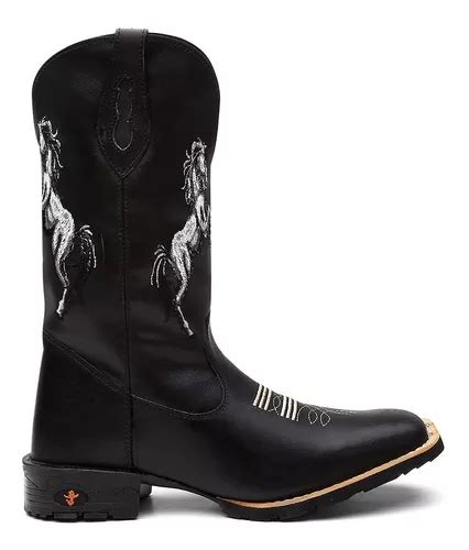 Bota Botina Texana Country Masculina Couro Cavalos Barretos Frete grátis