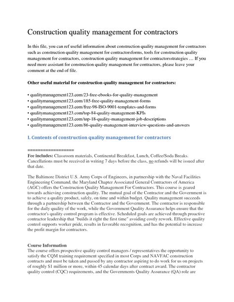 Solution Quality Management Class Lectures255913896 Construction Quality Management For