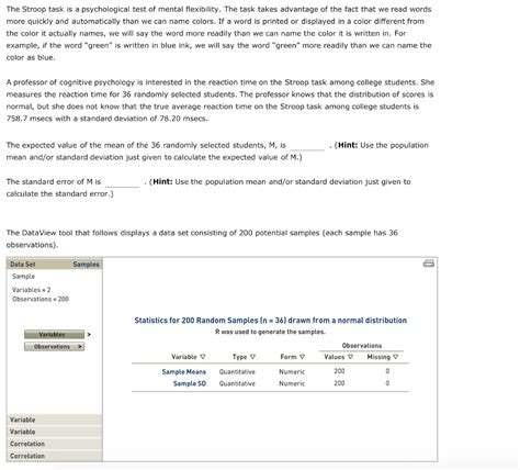 solved  stroop task   psychological test  mental cheggcom