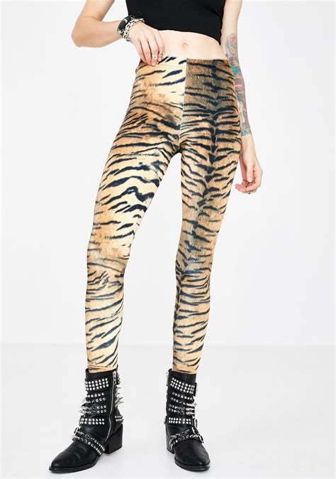 Tiger Velvet Printed Leggings Leopard Print Leggings Sheer Leggings