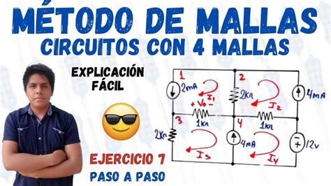 CIRCUITOS ELECTRICOS CON 4 MALLAS MÉTODO DE MALLAS 1 EJERCICIO