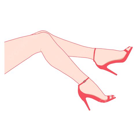 Simple Hand Drawn Cartoon Vector Legs Closeup Feet Wearing High Heels