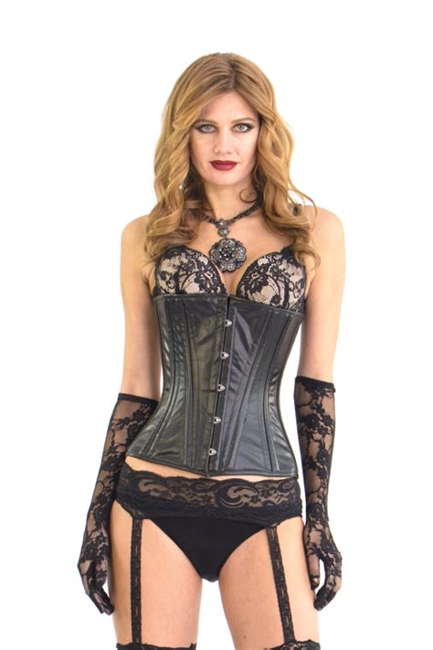 Kelly Black Leather Underbust Steel Boned Corset Glamorous Corset