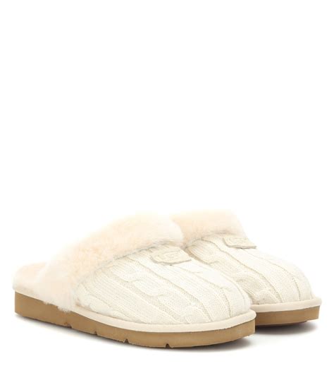 UGG Cozy Knit Slippers in White | Lyst