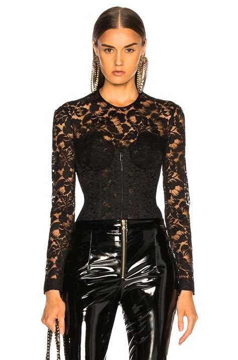 Stella Mccartney Lace Corset Long Sleeve Top In Black Fwrd