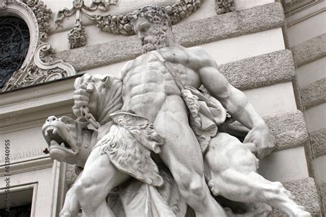 A Statue Depicting The Ancient Greek Hero Hercules And His Exploits