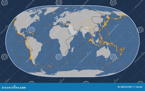 Arabian Tectonic Plate. Contour. Natural Earth II. Earthquakes a Stock ...