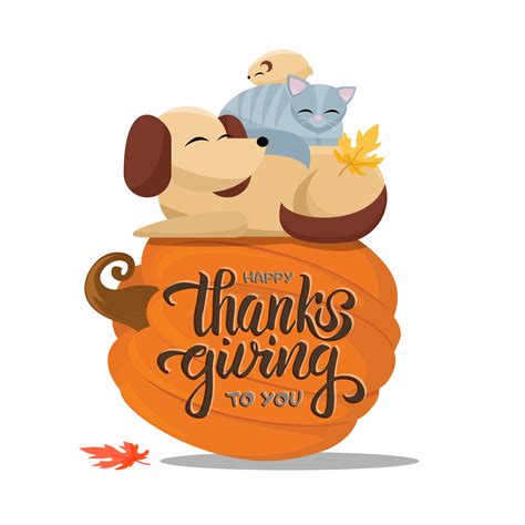 Hand Drawn Happy Thanksgiving To You Typography Poster With Flat