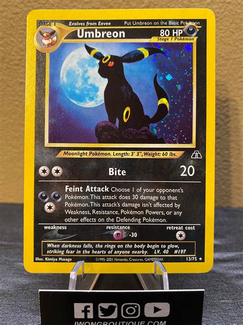 2001 Neo Discovery Umbreon 13 Of 75 Near Mint Jwong Boutique