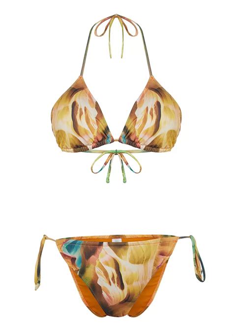 Buy Trendyol Abstract Patterned Three Piece High Leg Brazilian Bikini