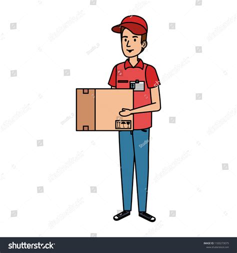 Delivery Worker Lifting Box Character Royalty Free Stock Vector