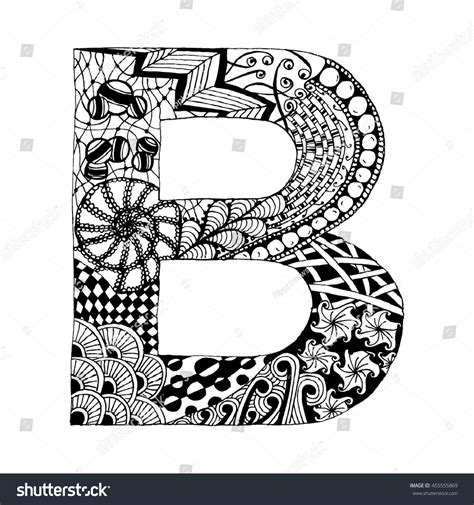 Zentangle Stylized Alphabet Letter B Doodle เวกเตอร์สต็อก ปลอดค่า