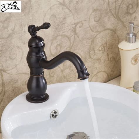 Classic Black Bronze Rotatable Bathroom Basin Faucet Single Handle Hot