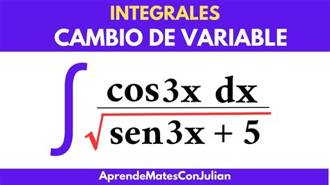 Integral De Coseno Seno Por Cambio De Variable YouTube