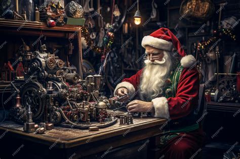 Premium Ai Image Generative Ai Illustration Of Santa Claus Making