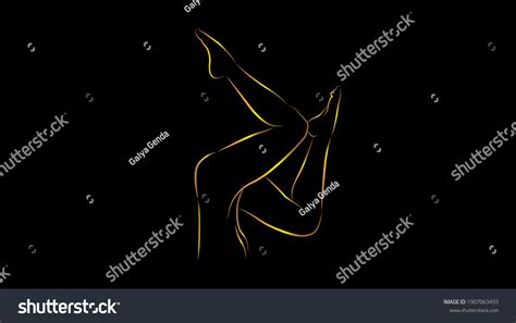 Naked Woman Poses Outline Silhouette 库存插图 1907063455 Shutterstock