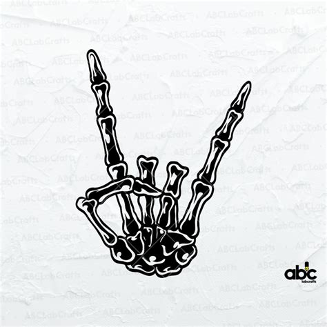 Skeleton Rock Hand Svg Hand Sign Silhouett Bones Of Human Etsy