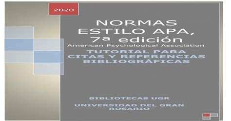 Normas Estilo Apa 7ª Ediciónel Presente Tutorial De Normas Apa 7ª